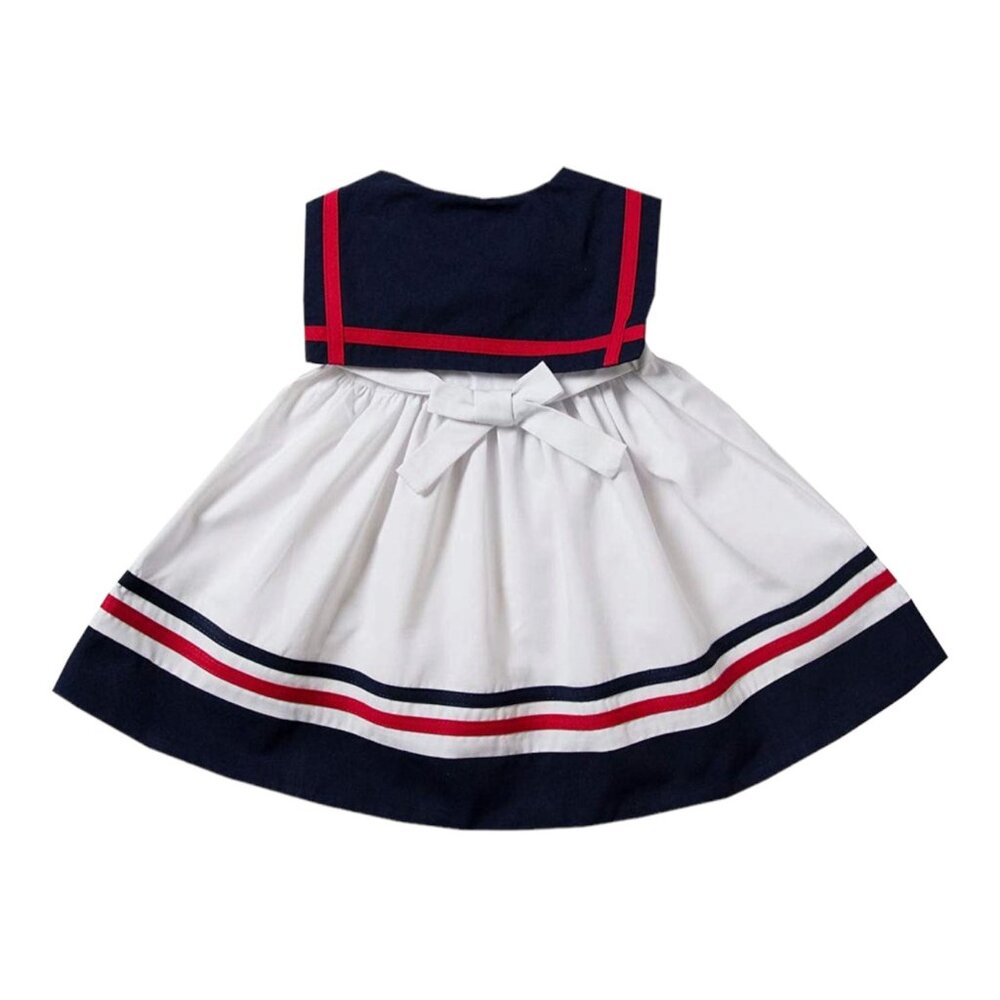 NWT $58 Good Lad 18m Girl Sailors Dress White Poplin Nautical Sailboat Applique - Picture 12 of 15
